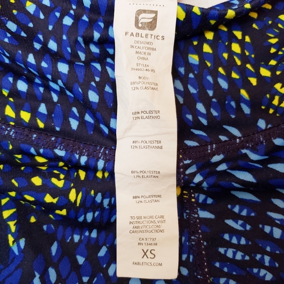 Fabletics XS Capri Pants Blue & Yellow - Picture 2 of 3